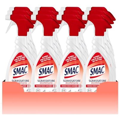 Smac Sgrassatore Disinfettante, Detergente Spray Multisuperficie con Azione Sgrassante e Antibatterica, 650 ml x 12 Pezzi Smac Sgrassatore Disinfettante, Detergente Spray Multisuperficie con Azione Sgrassante e Antibatterica, 650 ml x 12 Pezzi