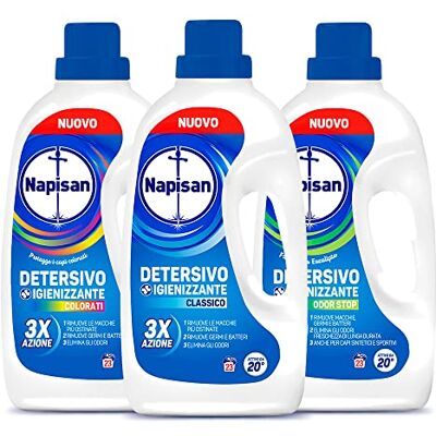 Finish Napisan Kit Lavatrice, Detersivo Liquido Igienizzante Classico, Capi Colorati, Odorstop 69 Lavaggi Finish Napisan Kit Lavatrice, Detersivo Liquido Igienizzante Classico, Capi Colorati, Odorstop 69 Lavaggi