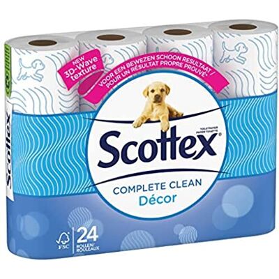 Scottex Classic Décor Carta igienica a 2 strati (24 rotoli), morbida e resistente, soluzione 3 in 1 Scottex Classic Décor Carta igienica a 2 strati (24 rotoli), morbida e resistente, soluzione 3 in 1