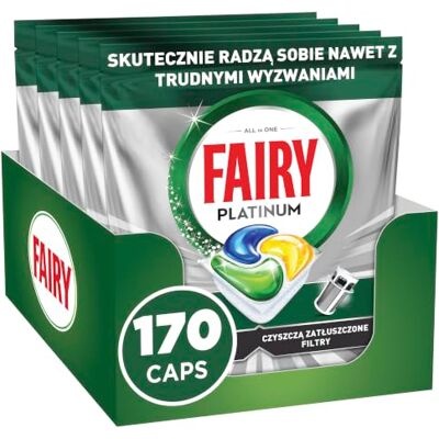 Fairy Platinum Pastiglie Lavastoviglie Tutto in Uno, 170 Caps, Limone Fairy Platinum Pastiglie Lavastoviglie Tutto in Uno, 170 Caps, Limone