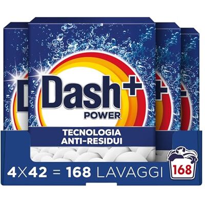 Dash Detersivo Lavatrice In Polvere, 168 Lavaggi (4x42), Tecnologia Anti Residui, Rimuove le macchie, efficace anche a freddo e in cicli brevi Dash Detersivo Lavatrice In Polvere, 168 Lavaggi (4x42), Tecnologia Anti Residui, Rimuove le macchie, efficace anche a freddo e in cicli brevi