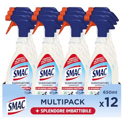Smac Sgrassatore Universale, Detergente Spray Multisuperficie con Azione Sgrassante, Splendore Imbattibile, 650 ml x 12 Pezzi Smac Sgrassatore Universale, Detergente Spray Multisuperficie con Azione Sgrassante, Splendore Imbattibile, 650 ml x 12 Pezzi