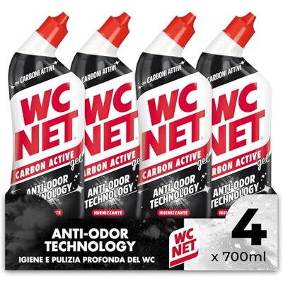 Wc Net – Carbon Active Anti-Odor, Detergente Liquido per WC con Carboni Attivi, Contrasta i Cattivi Odori del WC, 700ml x 4 Confezioni Wc Net – Carbon Active Anti-Odor, Detergente Liquido per WC con Carboni Attivi, Contrasta i Cattivi Odori del WC, 700ml x 4 Confezioni