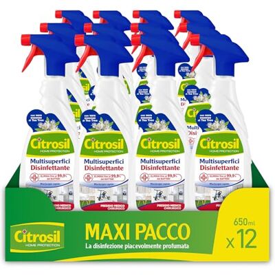 CITROSIL Sgrassatore Multisuperfici Disinfettante, Detergente Universale con Vere Essenze di Tea Tree, 650 ml x 12 Confezioni CITROSIL Sgrassatore Multisuperfici Disinfettante, Detergente Universale con Vere Essenze di Tea Tree, 650 ml x 12 Confezioni