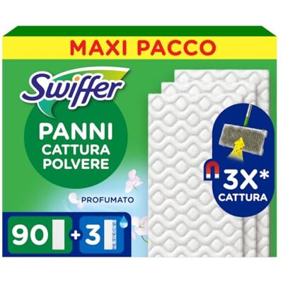 Swiffer Panni Catturapolvere 90 Dry + 3 Lavapavimenti Maxi Formato. Swiffer Panni Catturapolvere 90 Dry + 3 Lavapavimenti Maxi Formato.