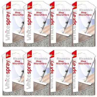 SUPERFIVE , White Spray Refill, Ricambio Mop Microfibra Frangia Piatta per White Spray Kit, Panno in Microfibra, 8 Pezzi SUPERFIVE , White Spray Refill, Ricambio Mop Microfibra Frangia Piatta per White Spray Kit, Panno in Microfibra, 8 Pezzi