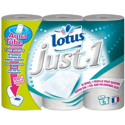 Lotus Just 1 carta igienica Aquatube con tubo di scarico 2 confezioni da 6 rotoli ciascuno Lotus Just 1 carta igienica Aquatube con tubo di scarico 2 confezioni da 6 rotoli ciascuno