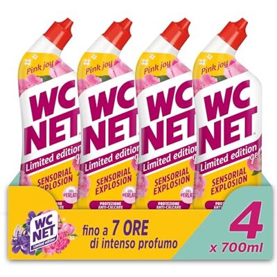 Wc Net Limited Edition Pink Joy, Detergente Liquido per Sanitari, Essenza Peonia e Muschio Bianco, Prevenzione Calcare e Igienizzante per WC, 700 ml x 4 Confezioni Wc Net Limited Edition Pink Joy, Detergente Liquido per Sanitari, Essenza Peonia e Muschio Bianco, Prevenzione Calcare e Igienizzante per WC, 700 ml x 4 Confezioni