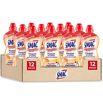 Smac Express Pavimenti Parquet e Cotto, Detergente Superfici Delicate con Agente Protettivo, Azione Pulente Senza Risciacquo, 1000 ml x 12 Pezzi Smac Express Pavimenti Parquet e Cotto, Detergente Superfici Delicate con Agente Protettivo, Azione Pulente Senza Risciacquo, 1000 ml x 12 Pezzi