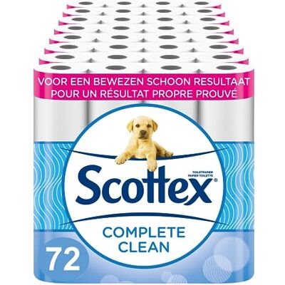 Scottex ® Complete Clean Carta igienica 72 rotoli, cura completa, texture unica 3D Wave™ Scottex ® Complete Clean Carta igienica 72 rotoli, cura completa, texture unica 3D Wave™