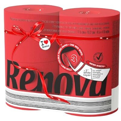 Renova , carta igienica, Confezione da 5 x 4 rotoli rosso Renova , carta igienica, Confezione da 5 x 4 rotoli rosso