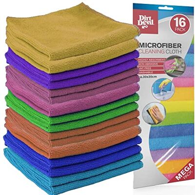 BAKAJI Confezione 16 Panni in Microfibra, Colori Multipli, Durevole e Resistente, Stracci Multisuperficie per Pulizia Tutti gli Usi, Dimensioni 30 x 30 cm, Cattura Polvere e Sporco BAKAJI Confezione 16 Panni in Microfibra, Colori Multipli, Durevole e Resistente, Stracci Multisuperficie per Pulizia Tutti gli Usi, Dimensioni 30 x 30 cm, Cattura Polvere e Sporco