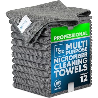 Microfiber Wholesale Buff Pro Salviette in microfibra per la pulizia di varie superfici, 30,5 x 30,5 cm, grigio, 12 pezzi panni in microfibra premium per la pulizia di vetro, cucina, bagno, auto, accessori e prodotti Microfiber Wholesale Buff Pro Salviette in microfibra per la pulizia di varie superfici, 30,5 x 30,5 cm, grigio, 12 pezzi panni in microfibra premium per la pulizia di vetro, cucina, bagno, auto, accessori e prodotti