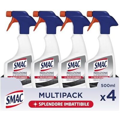 Smac Sgrassatore Spray per Superfici Moderne e Delicate, Detergente per Casa e Cucina, 500 ml x 4 Smac Sgrassatore Spray per Superfici Moderne e Delicate, Detergente per Casa e Cucina, 500 ml x 4