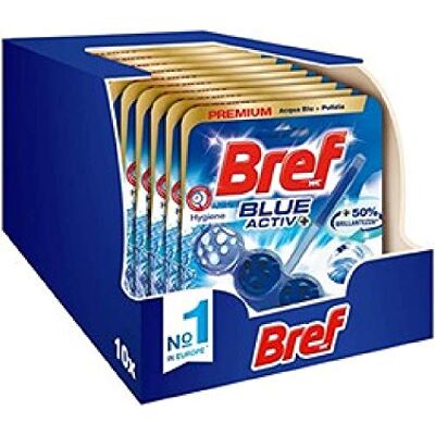 Bref WC Blue Activ + Detergente WC, Pulizia e Freschezza per il tuo WC, Formato Scorta da 10 confezioni Bref WC Blue Activ + Detergente WC, Pulizia e Freschezza per il tuo WC, Formato Scorta da 10 confezioni