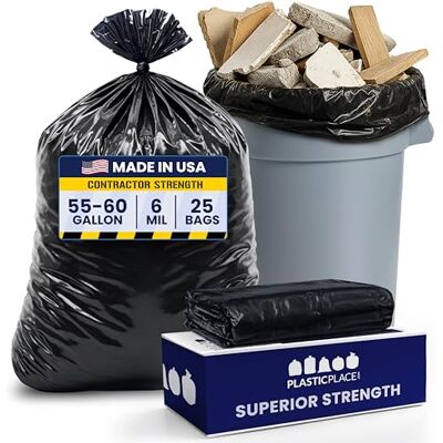 Plasticplace Sacchetti per rifiuti da 150-60 galloni │ 6,0 mil │ Sacchetto per la spazzatura resistente 91,4 x 147,3 cm (25 conteggi) Plasticplace Sacchetti per rifiuti da 150-60 galloni │ 6,0 mil │ Sacchetto per la spazzatura resistente 91,4 x 147,3 cm (25 conteggi)