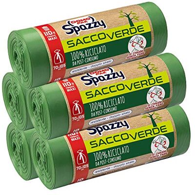 Domopak Spazzy Sacchi Nettezza Saccoverde Avvolgi e Chiudi 100 percento Riciclato da Post-Consumo Condominiale 110 Lt Verde 5 Confezioni Da 10 Pezzi, 10 Unità (Confezione da 5) Domopak Spazzy Sacchi Nettezza Saccoverde Avvolgi e Chiudi 100 percento Riciclato da Post-Consumo Condominiale 110 Lt Verde 5 Confezioni Da 10 Pezzi, 10 Unità (Confezione da 5)