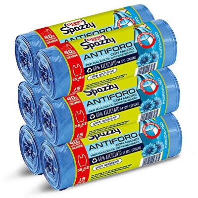 Domopak Spazzy Sacchi Nettezza Antiforo con Manici Profumati al Fiordaliso Casalingo 40 litri 90 pz Domopak Spazzy Sacchi Nettezza Antiforo con Manici Profumati al Fiordaliso Casalingo 40 litri 90 pz