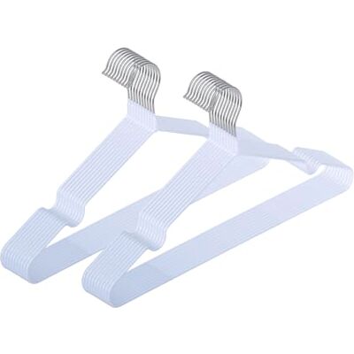 Wenko Set di 20 grucce appendiabiti Sascha, in metallo cromato, 40,5 x 20 x 0,3 cm, colore: bianco Wenko Set di 20 grucce appendiabiti Sascha, in metallo cromato, 40,5 x 20 x 0,3 cm, colore: bianco