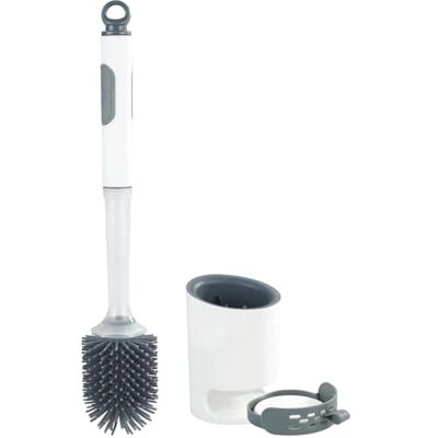 Wenko Set WC con dispenser detergente 2in1, ricaricabile, con testina in silicone, montaggio a parete senza foratura, Ø 10,5 x 45 cm, bianco Wenko Set WC con dispenser detergente 2in1, ricaricabile, con testina in silicone, montaggio a parete senza foratura, Ø 10,5 x 45 cm, bianco