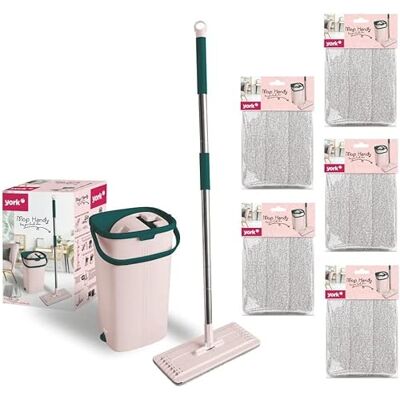 York Mocio Piatto con Secchio Strizzatore, Rosa York Mocio Piatto con Secchio Strizzatore, Rosa