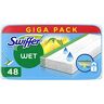 Swiffer Wet Lavapavimenti, 48 Panni Umidi, Limone, Maxi Formato, Pulizia Igienica Profonda, Rimuove Sporco e Batteri, per Tutti I Tipi di Pavimenti