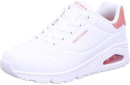 Skechers Uno, Sneaker Donna, White Durabuck Coral Suede Trim, 40 EU