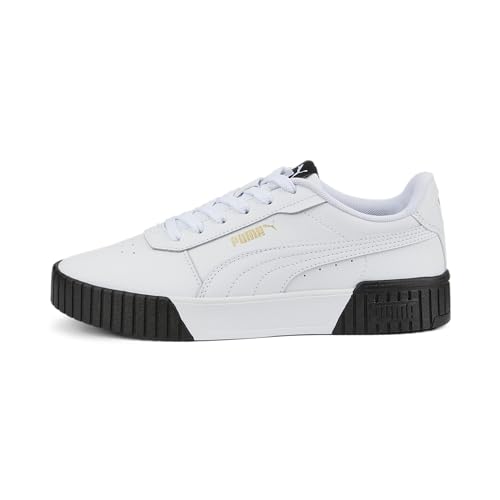 Puma Women Carina 2.0 Scarpe da ginnastica,  White  White  Team Gold  Black, 42.5 EU