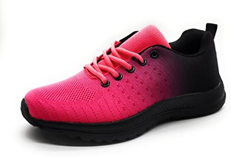 P&L Scarpe Sportive da Donna Traspiranti Leggere in Rete per la Corsa e Il Lavoro, Fucsia, Nero, 36