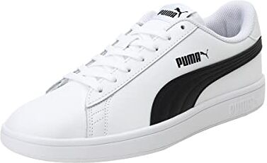 Puma Unisex Smash V2 L Scarpe da ginnastica,  White  Black, 37.5 EU