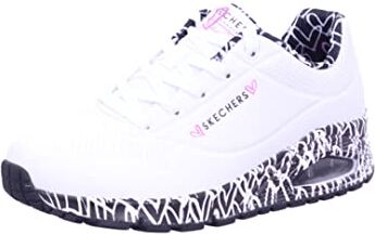 Skechers Jgoldcrown Uno Loving Love, Scarpe da Ginnastica Basse Donna, White/Black, 39.5 EU