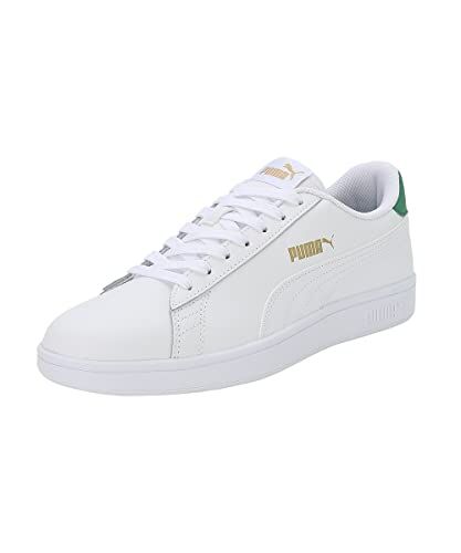Puma Unisex Adults' Fashion Shoes SMASH V2 L Trainers & Sneakers,  WHITE- WHITE-AMAZON GREEN- TEAM GOLD, 40