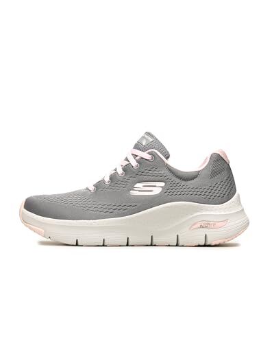 Skechers Arch Fit Big Appeal, Scarpe da Ginnastica Donna, Grigio Gray Knit Mesh Pink Trim, 37 EU