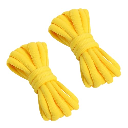 VSUDO 80 cm Lacci Giallo Ovali per Scarpe Sneaker, Yellow Oval Sport Laces, Lacci Giallo per Scarpe da Corsa, Stringhe per Scarpe Giallo per Donna o Uomo (2 Paia-Giallo-080cm)