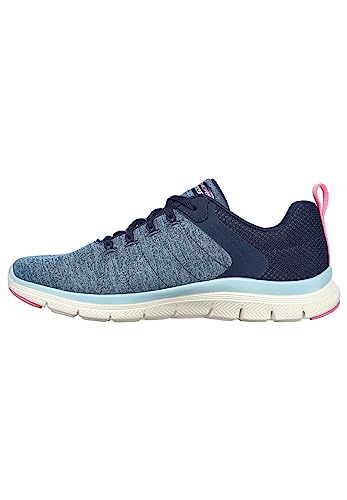 Skechers Flex Appeal 4.0 Brilliant View, Scarpe da ginnastica Donna, Navy Knit Mesh Blue Pink Trim, 38 EU