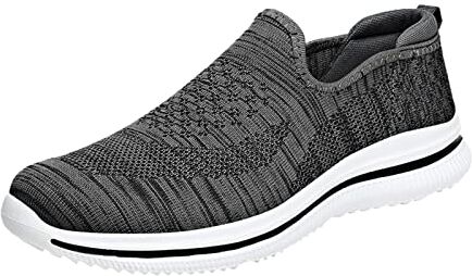 Xmiral uomo maglia alpinismo scarpe sportive casual stringate in tinta unita da corsa scarpe da ginnastica traspiranti con fondo morbido Scarpe Grigio