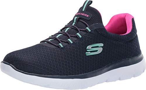 Skechers Summits, Scarpe da Ginnastica Donna, Blu Navy Mesh Hot Pink Trim, 39 EU