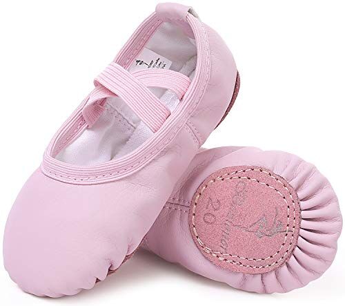 Bezioner Scarpette da Danza Classica in Pelle Scarpe da Ballerina Mezza Punta Suola Spezzata per Bambina Ragazze e Donna Rosa 25