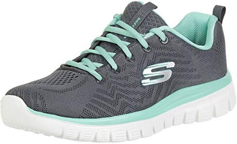 Skechers Graceful Get Connected, Sneaker Donna, Grigio Charcoal Mesh Green Trim, 41 EU