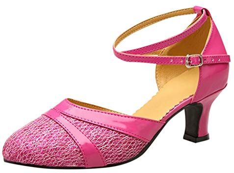 SZZY Sala da ballo da donna Tango Latin Salsa Scarpe da ballo Paillettes Scarpe da ballo Social Dance Shoe 6 (rosa caldo, 4,5)