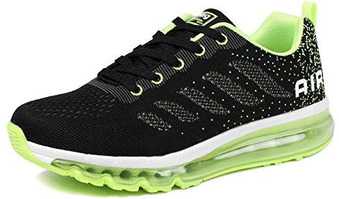 frysen Uomo Donna Air Scarpe da Ginnastica Corsa Sportive Fitness Running Sneakers Basse Interior Casual all'Aperto Black Green 38 EU