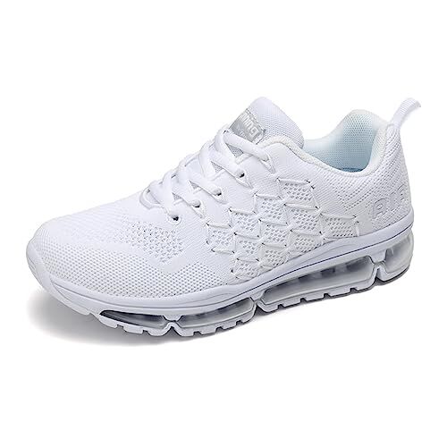 gojiang Uomo Air Scarpe da Corsa Donna Sneakers Ginnastica Sportive Fitness Running Shoes per Tennis Trekking Jogging Bianco 37EU