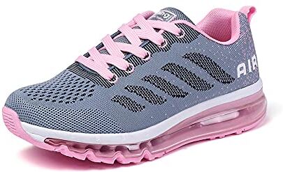 snugnap Scarpe Ginnastica Uomo Donna Running Corsa Basse Sportive Leggere Comode Sneakers Fitness Tennis Interior Casual all'Aperto Nero Bianche Blu 833GreyPink-40