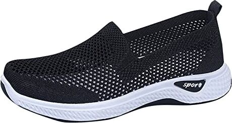 SZZY Scarpe da donna traspiranti con lacci, scarpe casual unisex, leggere, sportive, traspiranti, da lavoro, scarpe da ginnastica da donna (nero, 6,5)