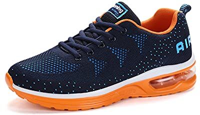 snugnap Scarpe Ginnastica Uomo Donna Running Corsa Basse Sportive Leggere Comode Sneakers Fitness Tennis Interior Casual all'Aperto Nero Bianche Blu 835OrangeBlue-46