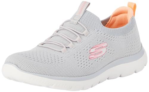 Skechers Summits, Scarpe da Ginnastica Donna, Gray Knit Pink Coral Trim, 41 EU