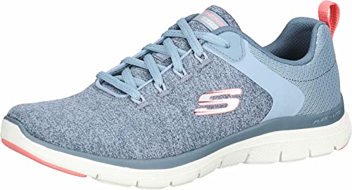 Skechers Flex Appeal 4.0 Brilliant View, Scarpe da ginnastica basse Donna, Grigio Slate Knit Mesh Pink Trim, 41 EU