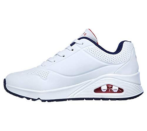 Skechers Uno Stand On Air, Sneaker, White Durabuck Navy Red Trim, 40 EU