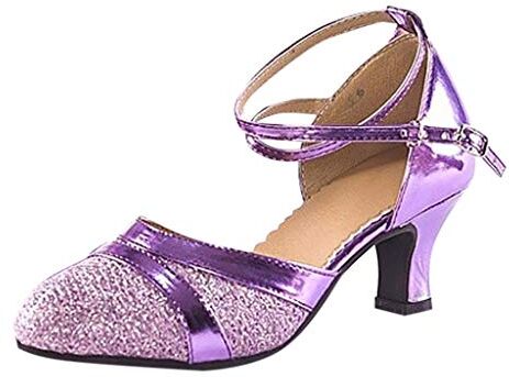 SZZY Scarpe da ballo da donna per sala da ballo tango latino salsa scarpe da ballo con paillettes scarpe da ballo sociale 6 (viola, 5)