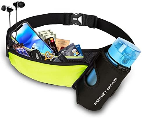 HAISSKY Marsupio Sportivo Running Cintura da Corsa Impermeabile con Portaborraccia Marsupio Sportivo Uomo Donna per Escursionismo, Corsa,Ciclismo e Arrampicata per Telefoni Cellulari Inferiori a 6.9 Pollici